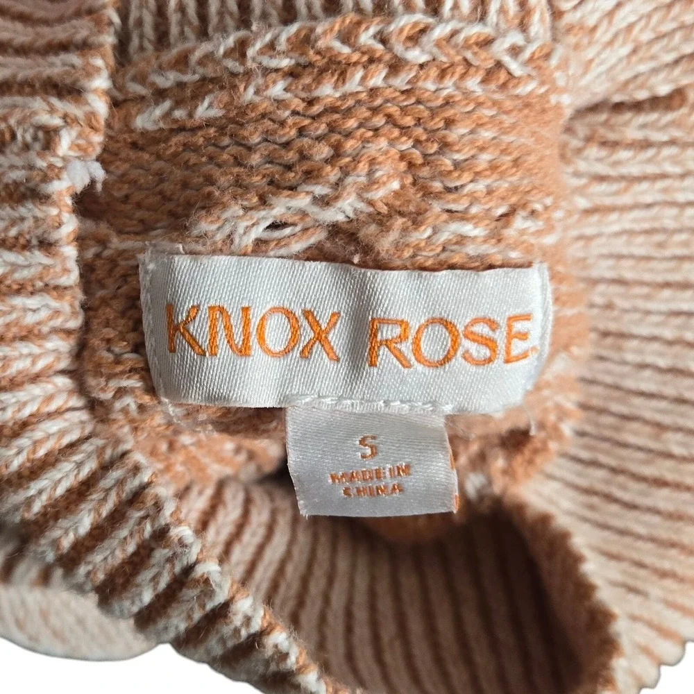 Knox Rose Mock Neck Sweater‎ Honeycomb Knit Pullover Casual Warm Orange Beige S